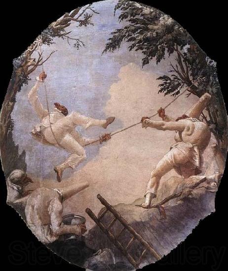 TIEPOLO, Giovanni Domenico The Swing of Pulcinella Spain oil painting art